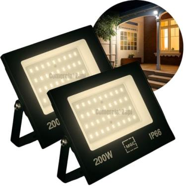 Imagem de KIT 2 Refletor LED 200W Holofote Bivolt Branco Frio IP66 SMD à Prova D'Água, Luz Alta Potência para Fachadas, Jardins, Piscinas, Eventos, Iluminação Moderna, Linha Premium