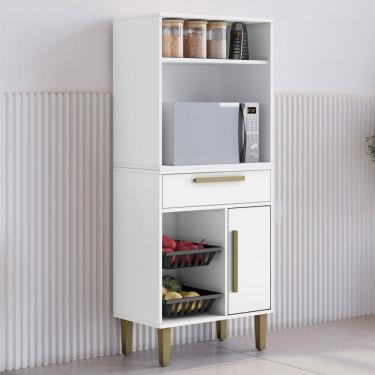 Imagem de Armário de Cozinha Lorena 1 Porta 1 Gaveta com Fruteira Branco - Kaiki Móveis