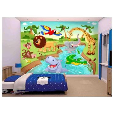 Imagem de Papel De Parede Girafa Elefante Safari Jacaré Azs78 - Você Decora