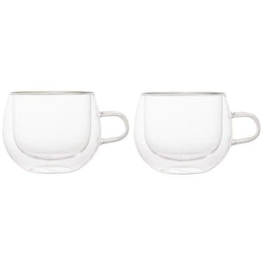Imagem de Conjunto de Xícaras para Chá e Cappuccino 240ml Vidro Duplo 2 Peças Ly