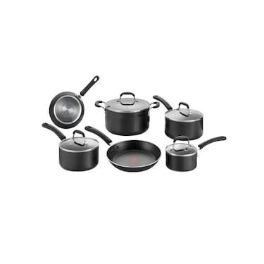 Imagem de Conjunto de Panelas 6 Peças Tefal Professional Revestimento Antiaderente Titanium e Tampas de Vidro - Preto