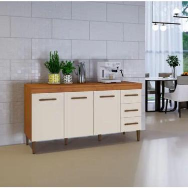 Imagem de Balcão Atenas 3 Portas 3 Gavetas Kaiki Móveis - Nature/off