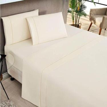 Imagem de Jogo De Lençol Queen 180 Fios 4 Peças Elegance - Palha - BIA ENXOVAIS