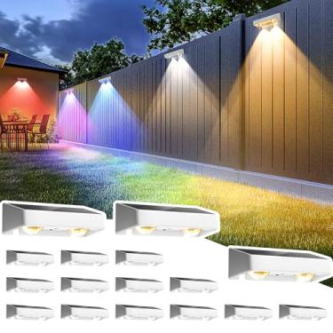 Imagem de SOLPEX Luzes solares para ambientes externos, 9 cores fixas e cerca que mudam de cor, luzes solares externas à prova d'água IP65, iluminação de deck de LED para quintal, parede, degrau, pátio, trilho,