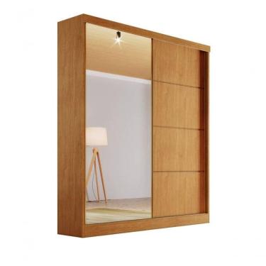 Imagem de Guarda-roupa Solteiro Espelho 1,80m mdf - Veneza-nature - Bianchi Móveis