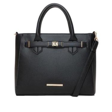 Imagem de Bolsa Feminina Rafitthy Tote Média Monograma Trava Marrom-Feminino