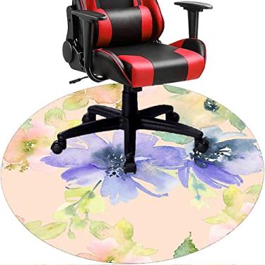 Imagem de Tapete de cadeira de escritório com flores, textura de flor, tapete de cadeira de mesa para piso de madeira de escritório em casa, protetor de piso de pilha baixa, redondo de 91 cm