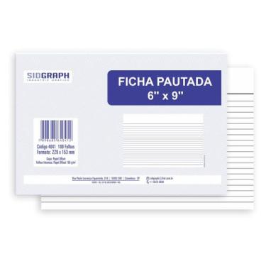 Imagem de Ficha pautada sidgraph 6x9 229x153 - pt c/ 100
