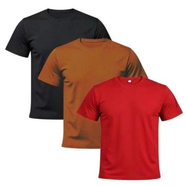 Imagem de Kit 3 Camisetas Masculina 100% Algodão Básica Lisa Gola Redonda Varias