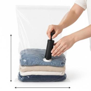 Imagem de Kit 2 Saco Vácuo Viagem Sacola Mala Organizador Roupa Com 1 Bomba - MA