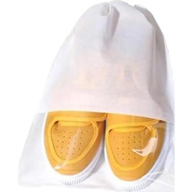 Imagem de Sacola para Sapatos Kit 5 Unidades Saco com Visor Transparente Organizador(Branco)
