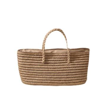 Imagem de SHAREYOIU Bolsa feminina de tecido de algodão com flores vazadas, Marrom