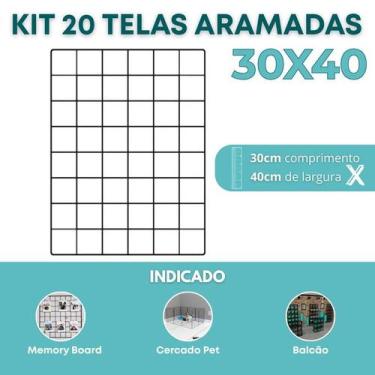 Imagem de Kit 20 Telas Aramada 30x40cm Exposição de Produtos Organização Loja Qu