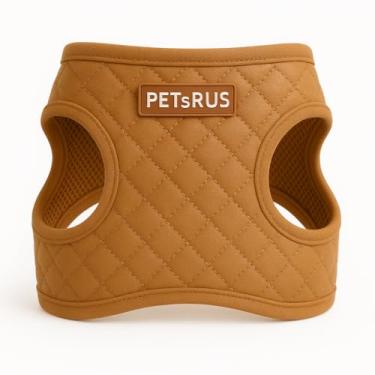 Imagem de Peitoral para cães Step-in, design clássico, acolchoado, couro vegano, reflexivo, leve, respirável, macio, branco, marrom acinzentado, durável, acessório para animais de estimação (marrom, pequeno)