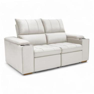 Imagem de Sofá Retrátil Reclinável 2 Lugares 1,90m Boni Veludo Bege - Loja Sheep