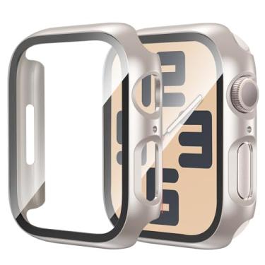 Imagem de DNNBAO Pacote com 2 capas para Apple Watch SE 2ª geração 6/5/4/SE 40 mm com protetor de tela de vidro temperado, capa protetora completa ultrafina resistente a arranhões para iWatch de 40 mm