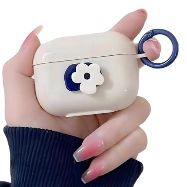 Imagem de ICEELEC Capa protetora compatível com AirPods Pro, linda flor 3D para AirPods Pro com chaveiro, capa de fone de ouvido fofa à prova de choque para capa de carregamento para Airpods Pro