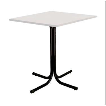 Imagem de Mesa de Jantar Quadrada 70cm Preta Tampo Madeira Branco