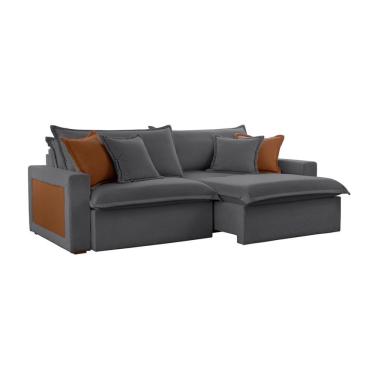 Imagem de Sofá 3 Lugares Retrátil e Reclinável Dubai Veludo Cinza 190 cm