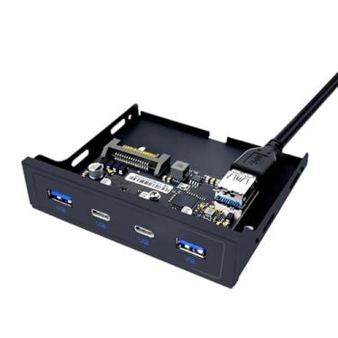 Imagem de MEIBAOGE Adaptador de expansão USB 3.2 multiportas USB 3.2 para desktops, compartimento de discos macios de 3,5 polegadas, 4 portas USB, preto, USB 3.0, USB 3.2, smartphones, tablets, câmeras