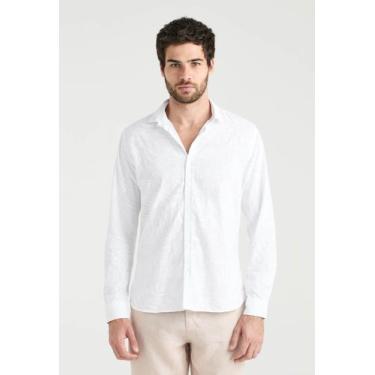 Imagem de Camisa Docthos Slim Manga Longa Estampa Folhas, 001 branco, EG