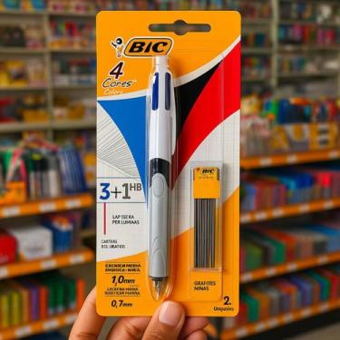 Imagem de Caneta Esferográfica Bic 3 Cores + 1 Lapiseira com Grafite 0.7HB Multi