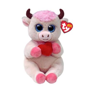 Imagem de Bicho de Pelúcia Ty Beanie Bellies Sprinkles 47354  Touro Rosa Fofo e 