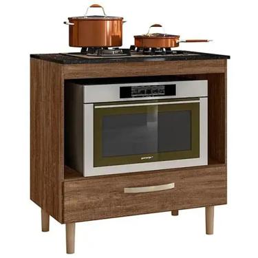 Imagem de Balcão para Cooktop Nicioli 80cm 1 Gaveta Cor Ipê
