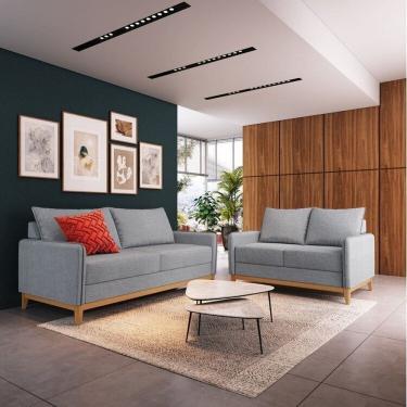 Imagem de Conjunto Sofá 2 e 3 Lugares Bipartido Lugano Cinza