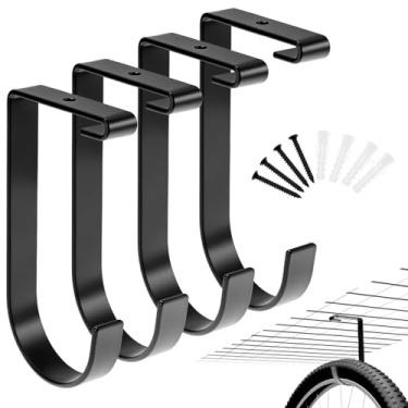 Imagem de QWORK Ganchos de bicicleta para suporte de teto de garagem, pacote com 4 ganchos para prateleiras de parede