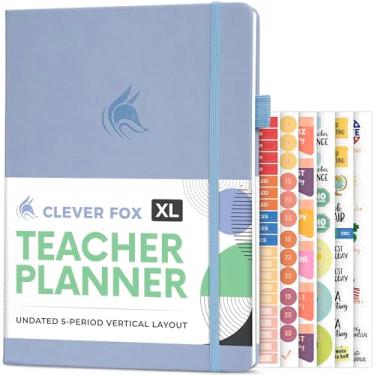 Imagem de Clever Fox Agenda de professores – Agenda de ano escolar com calendários e planos de aula – Livro para sala de aula e organização de ensino em casa, A4 (Periwinkle)