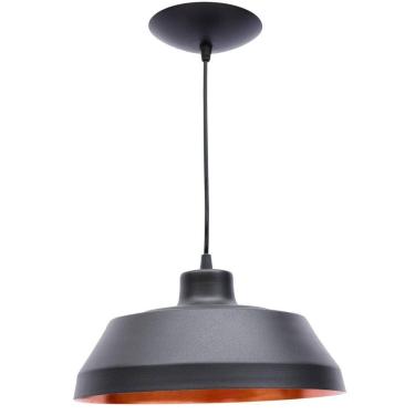 Imagem de 2X Pendente Prato Poptem Bedd Aluminio Preto E Cobre