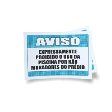 Imagem de Kit 3 Placas sinalização 15x21cm EM PVC PL(245) - Tema: Piscina - Sem 