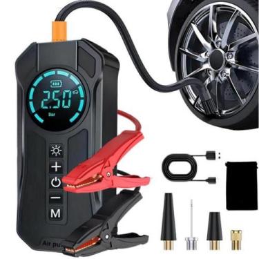 Imagem de Auxiliar de partida Power Bank CArregador Bateria Luz Emergencia 3em1 