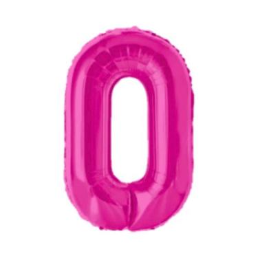 Imagem de Balão De Número Grande Rosa Pink Metalizado 40cm - PartiuFesta, 0