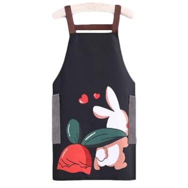 Imagem de Avental de cozinha ajustável à prova d'água para mulheres, avental de cozinha resistente a óleo com estampa de desenho animado fofo com toalha de mão avental durável