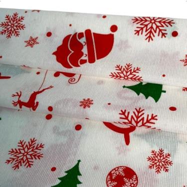 Imagem de Tecido Alaska Natalino Branco Estampado, Estampa de Natal, 150x100 para Decoração e Artesanato (5 metros)