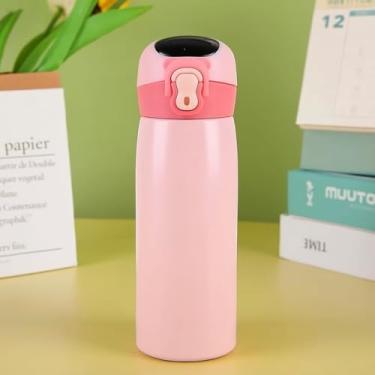 Imagem de Garrafa Térmica Inteligente com Display Digital de Temperatura,Garrafa Térmica Infantil, Escolar Com Canudo e Trava, Anti-vazamento Garrafinha Inox (Rosa)