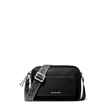 Imagem de Michael Kors Bolsa transversal com alça grande Jet Set, Ferragens prateadas/nylon com logotipo da Michael Kors/preta, One Size, Bolsa transversal com alça grande Jet Set
