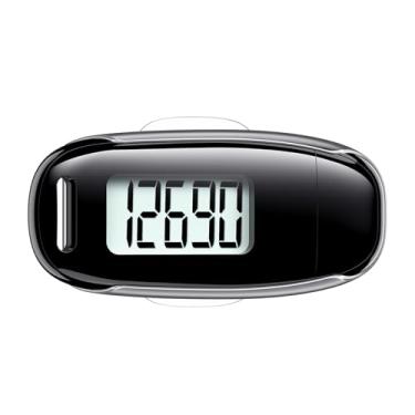 Imagem de Pedômetro 3D para caminhada, contador de passos simples com clipe e alça removíveis, rastreador de passos recarregável por USB com luz de fundo, contador de passos preciso para homens, mulheres