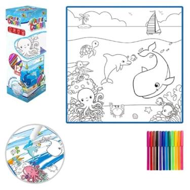 Imagem de Tapete de Pintura Infantil Lavável 50cm com Kit 12 Canetinhas Coloridas