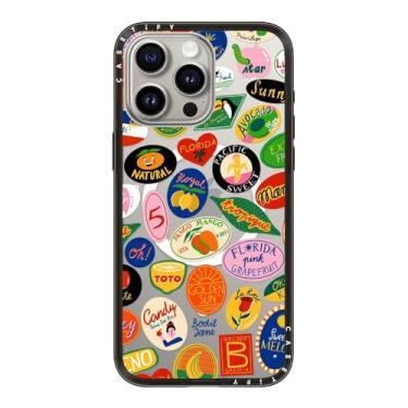 Imagem de CASETiFY Capa compacta para iPhone 15 Pro Max [fina e elegante/compatível com Magsafe/1,2 m. 2X proteção contra quedas de grau militar] - Adesivos de frutas - preto transparente