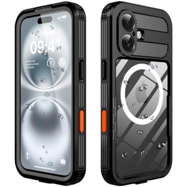 Imagem de Mangix Capa para celular 17, magnética, compatível com Magsafe, protetor de tela integrado, resistente, resistente, IP68, à prova d'água, à prova de poeira, capa para celular Apple Phone 17, preta