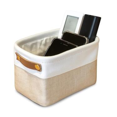 Imagem de Caixa Organizadora em Tecido Linho Dobrável 18x13x12cm (Offwhite)
