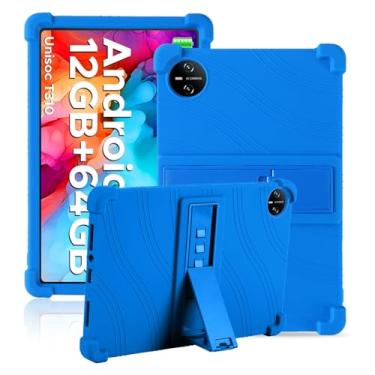 Imagem de Capa para tablet DOOGEE Tab A9 de 10 polegadas, capa de proteção NOUKAJU Tablet, suporte ajustável, silicone macio, capa de proteção de silicone para DOOGEE Tab A9 (azul)