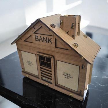 Imagem de Cofrinho Cofre Casa Banco Dinheiro Woodbox Japones Poupançar