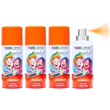 Imagem de 4 Tintas Laranja Temporária Infantil p/ Festa Cabelo Maluco - Importud