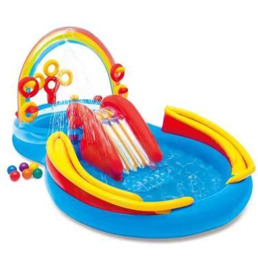 Imagem de Piscina Playground Arco Íris 227 Litros Intex Tobogã, COLORIDO