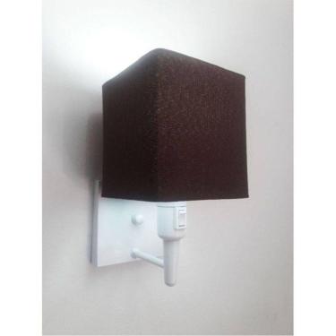 Imagem de Arandela Quadrada Vivare Md-2019 Base Branco Com Interruptor Cúpula Em Tecido - Bivolt Branco-café 127-220v