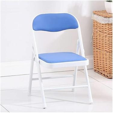 Imagem de NEWCES Cadeira dobrável cadeira dobrável estofada assento de jantar acolchoado portátil sem braço para sala de estar interior quarto de meninas cadeira de evento forte e resistente (cor: pu, tamanho: 21 polegadas)